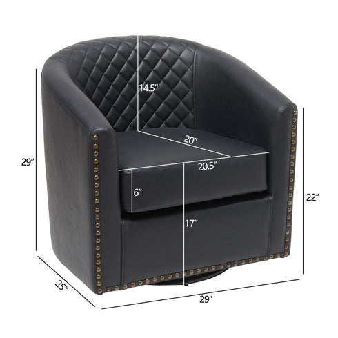 Logan Faux Leather Tufted Swivel Club Chair - Swivel Accent Chair | Living Room Swivel Chairs | Kinwell Furniture | Best Swivel Chairs
